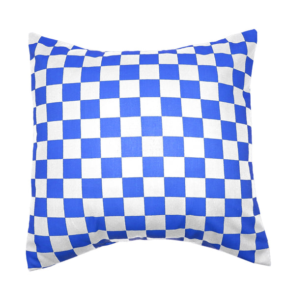 Cotton 1 Inch Checkerboard Print Decorative Throw Pillow/Sham Cushion Cover Blue & White