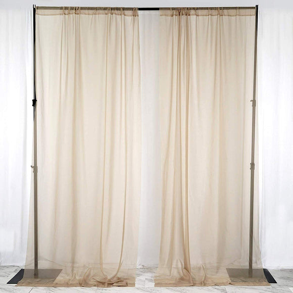 Sheer Chiffon Curtain Panel 58 Inch Wide Window Treatment Beige