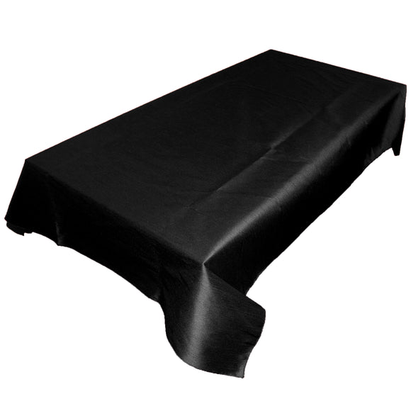 Faux Silk Dupioni Tablecloth Black