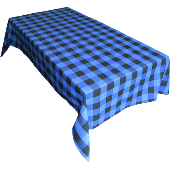 Polyester Poplin Gaberdine Durable Tablecloth Buffalo Checkered Plaid Black and Blue