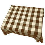Polyester Poplin Gaberdine Durable Tablecloth Buffalo Checkered Plaid Brown and Cream