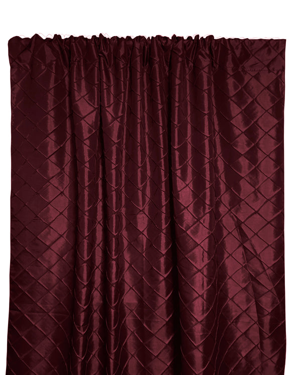 Pintuck Taffeta Cross Stitch Pattern Single Curtain Panel 54 Inch Wide Burgundy