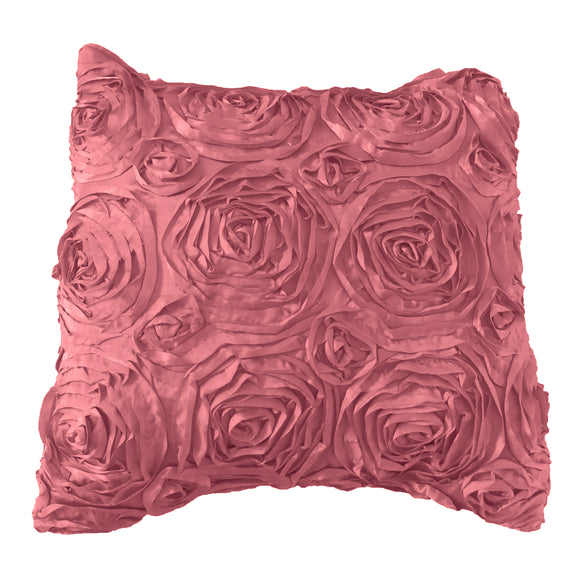 Satin Rosette Decorative Throw Pillow/Sham Cushion Cover Dusty Rose