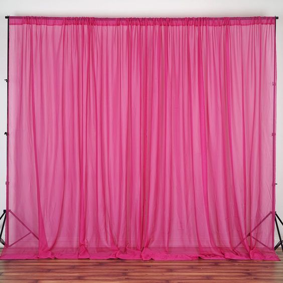 Sheer Chiffon Curtain Panel 58 Inch Wide Window Treatment Fuchsia