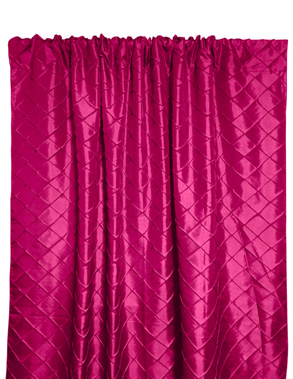 Pintuck Taffeta Cross Stitch Pattern Single Curtain Panel 54 Inch Wide Fuchsia