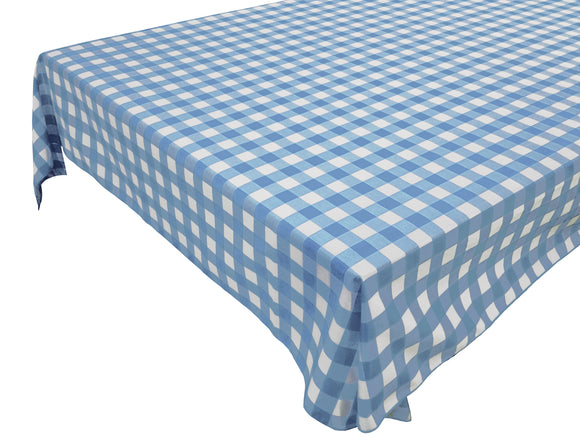 Cotton Gingham Checkered Tablecloth Light Blue