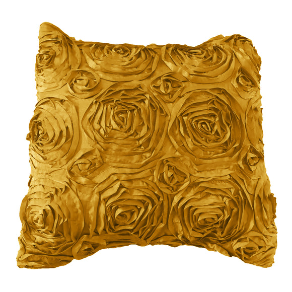 Satin Rosette Decorative Throw Pillow/Sham Cushion Cover Gold