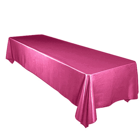 Shiny Satin Solid Tablecloth Hot Pink