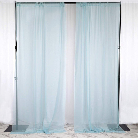 Sheer Chiffon Curtain Panel 58 Inch Wide Window Treatment Ice Blue