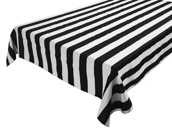 Cotton Tablecloth Stripes Print / 2 Inch Wide Stripe Black and White