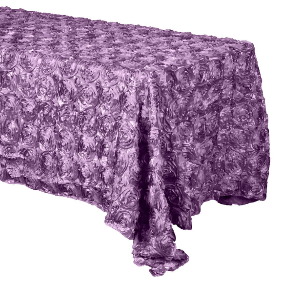 Satin Rosette 3D Pop-Up Floral Tablecloth Lavender