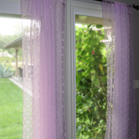 Floral Lace Window Curtain 58 Inch Wide Lavender