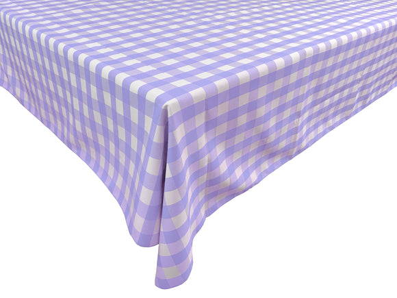 Polyester Poplin Gaberdine Durable Tablecloth Gingham Checkered Plaid Lavender