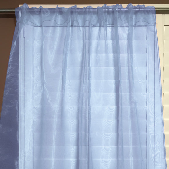 Sheer Tinted Organza Solid Single Curtain Panel 58 Inch Wide Light Blue