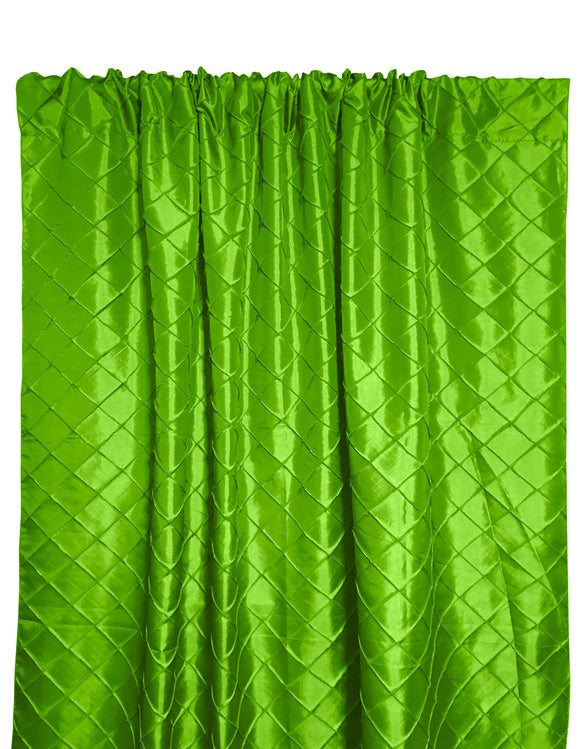 Pintuck Taffeta Cross Stitch Pattern Single Curtain Panel 54 Inch Wide Lime Green