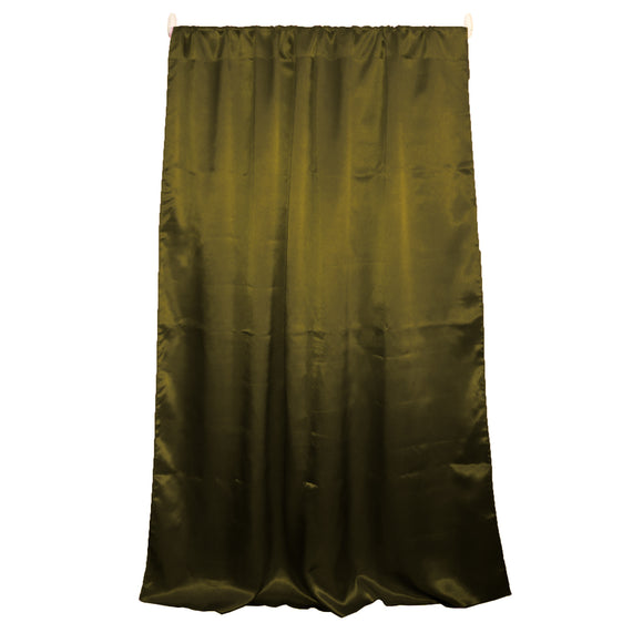 Shiny Satin Solid Single Curtain Panel Drapery 58 Inch Wide Olive