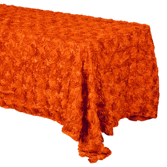 Satin Rosette 3D Pop-Up Floral Tablecloth Orange