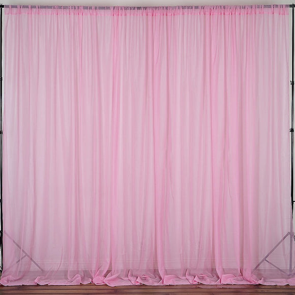 Sheer Chiffon Curtain Panel 58 Inch Wide Window Treatment Pink