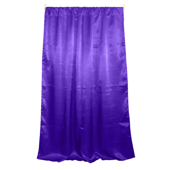 Shiny Satin Solid Single Curtain Panel Drapery 58 Inch Wide Purple