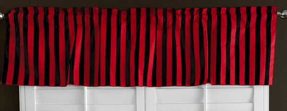 Cotton Window Valance Stripe Print 58 Inch Wide / 1 Inch Stripe Red and Black