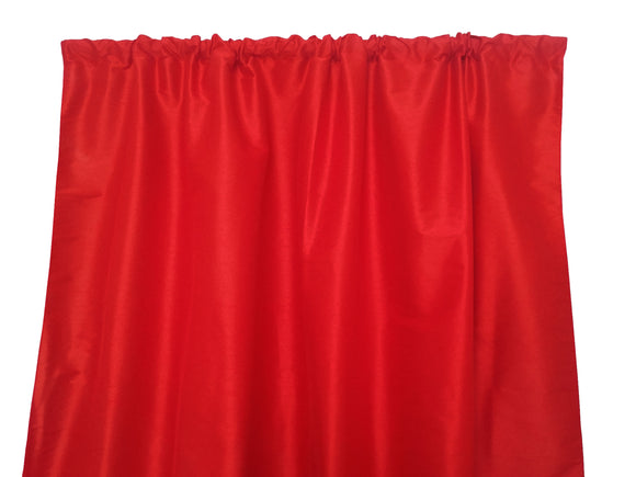 Faux Silk Solid Dupioni Window Curtain 56 Inch Wide Red