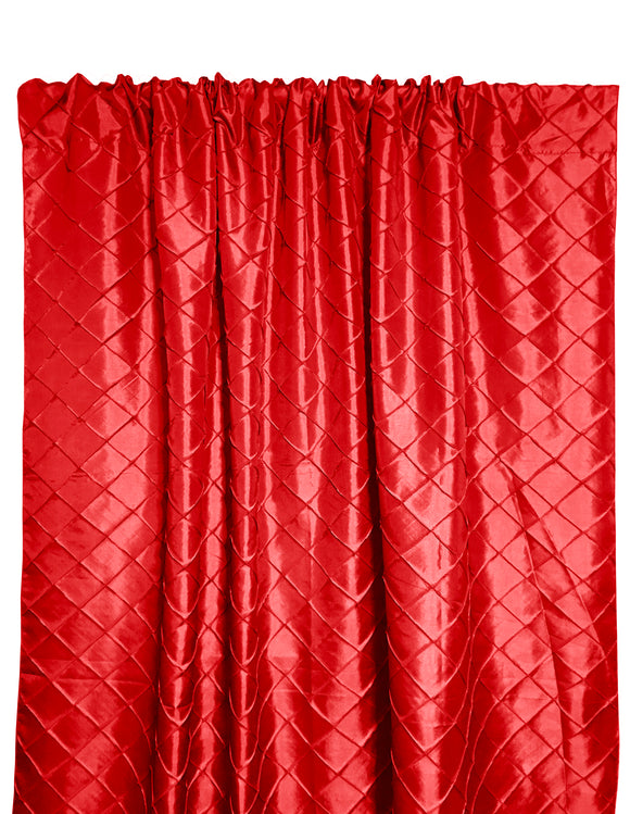 Pintuck Taffeta Cross Stitch Pattern Single Curtain Panel 54 Inch Wide Red