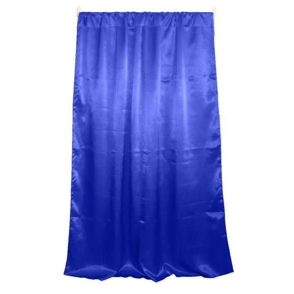 Shiny Satin Solid Single Curtain Panel Drapery 58 Inch Wide Royal Blue