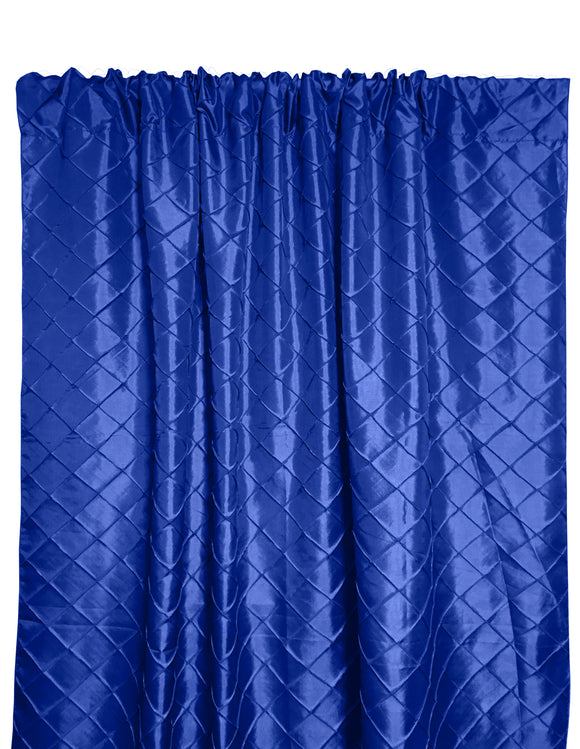 Pintuck Taffeta Cross Stitch Pattern Single Curtain Panel 54 Inch Wide Royal Blue