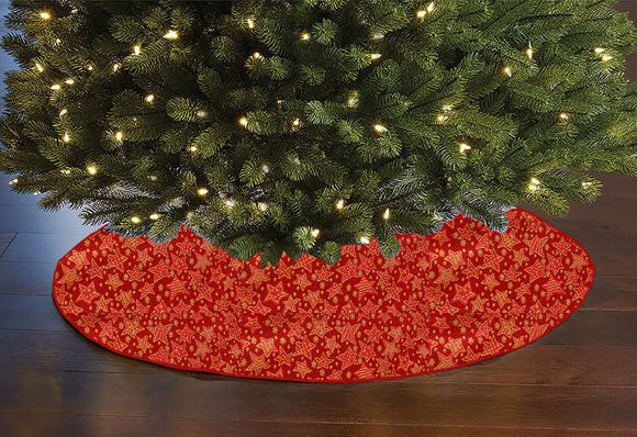 Heavy Brocade Shiny Stars Holiday Tree Skirt Christmas Decoration 56