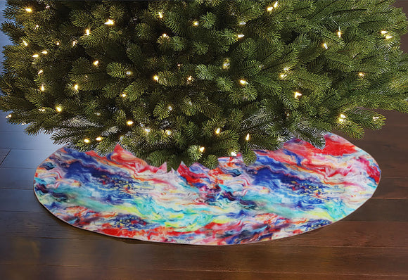 Cotton Print Holiday Tree Skirt 42