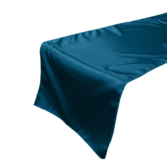 Shiny Satin Table Runner Solid Teal