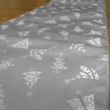 Brocade Table Runner Christmas Holiday Collection Glittery Trees Silver
