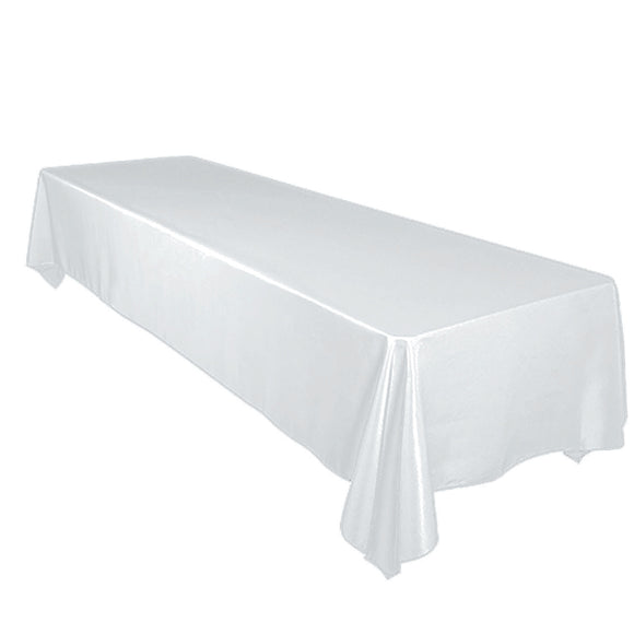 Shiny Satin Solid Tablecloth White