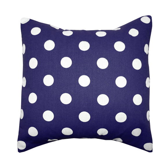 Cotton Polka Dots Decorative Throw Pillow/Sham Cushion Cover White on Navy