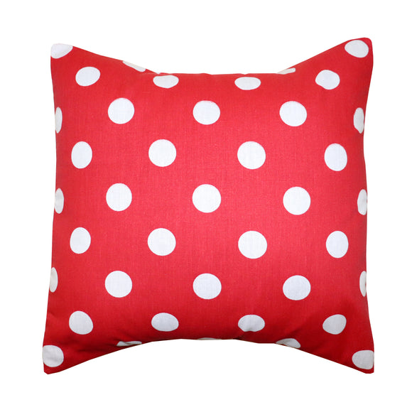 Cotton Polka Dots Decorative Throw Pillow/Sham Cushion Cover White on Red