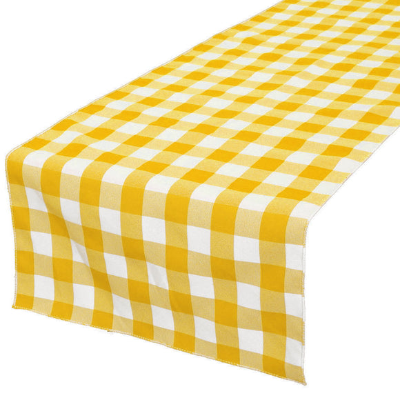 Poplin Table Runner Gingham Checkered Dark Yellow