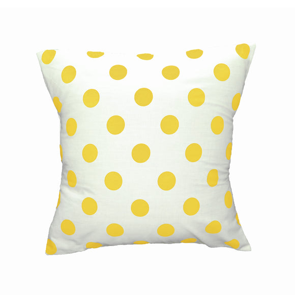 Cotton Polka Dots Decorative Throw Pillow/Sham Cushion Cover Yellow On White