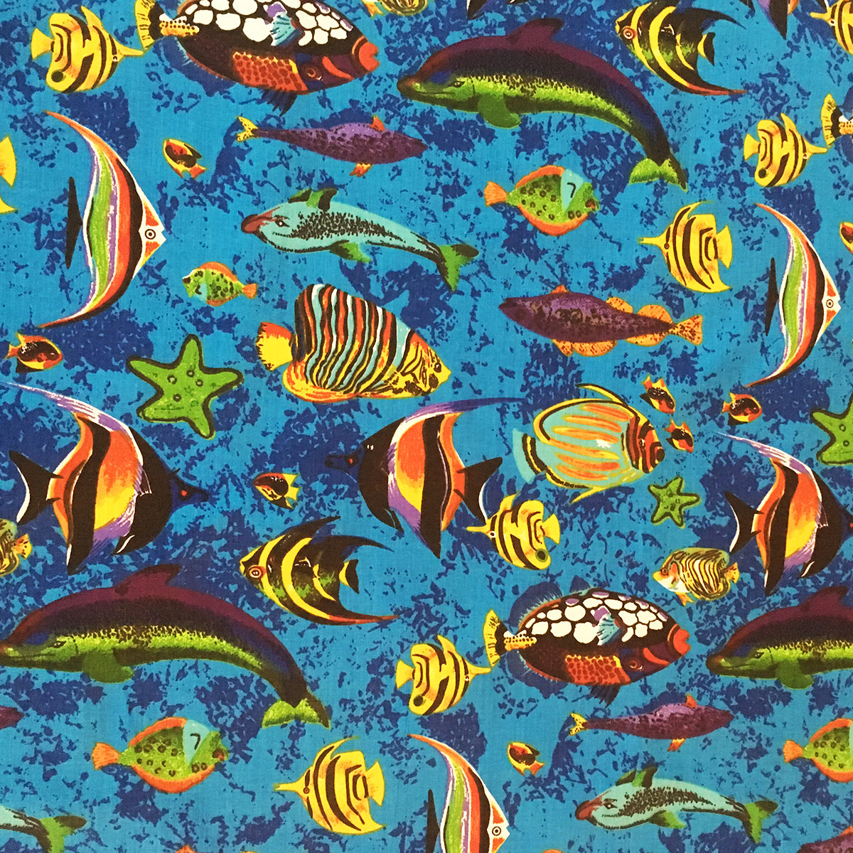 Poly-Cotton Fish Aquarium Print Fabric 58 Wide by 36(1-Yard) for