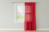 Flocking Damask Taffeta Window Curtain 56 Inch Wide - Red on Red