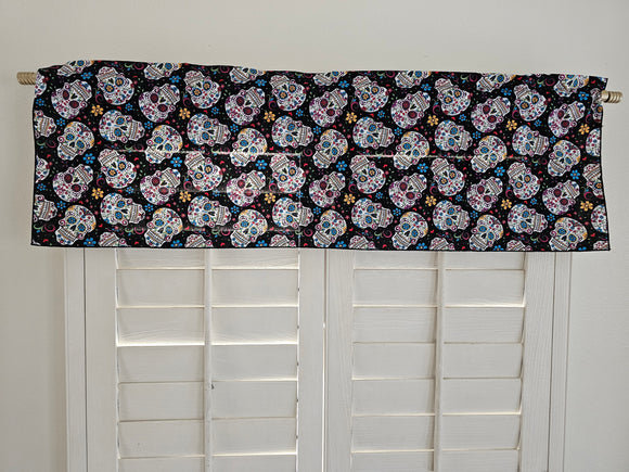 Day of the Dead Sugar Skulls Cotton Window Valance 42