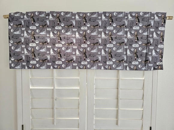 Closeout Jedi Rey Grey Cotton Window Valance 42
