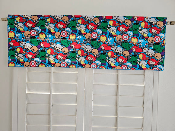 Closeout Furious Super Heroes Blue Cotton Window Valance 42