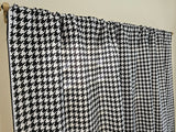 Poplin Hounds Tooth Check Print Polyester Window Curtain 58 Inch Wide Black White
