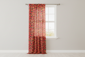 Cotton Curtain Fruits Print 58 Inch Wide Allover Apples - Black