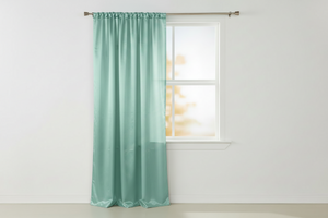 Shiny Satin Solid Single Curtain Panel Drapery 58 Inch Wide - Aqua