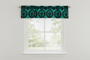 Flocked Damask Window Valance 58" Wide - Aqua Green
