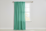 Faux Burlap Texture Polyester Solid Single Curtain Panel 58 Inch Wide - Aqua