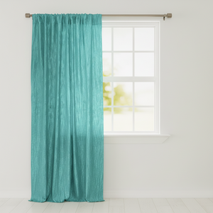 Crinkle Taffeta Crushed Pattern Single Curtain Panel 54 Inch Wide - Aqua
