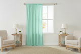 Faux Silk Solid Dupioni Window Curtain 56 Inch Wide - Aqua