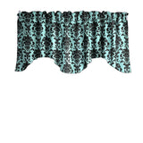 Poplin Damask Floral Scalloped Wave Window Valance 58" Wide / 20" Tall